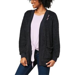 Lacey Chabert Marshmallow Chenille "Dream Big" cardigan in black